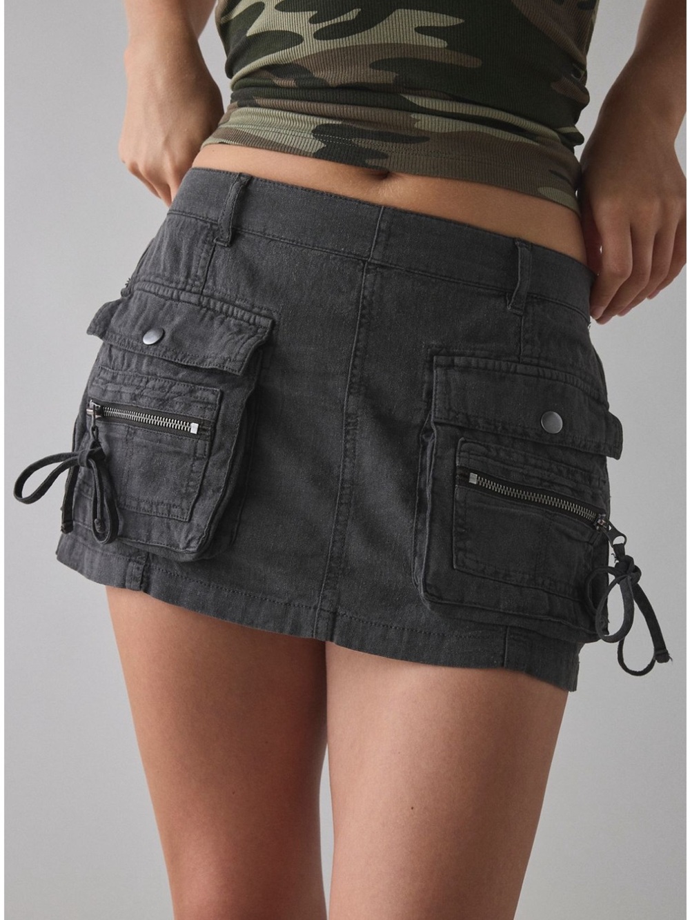 BDG Ranger Utility Linen Blend Low Rise Mini Skirt 🚨see last photo for true colo